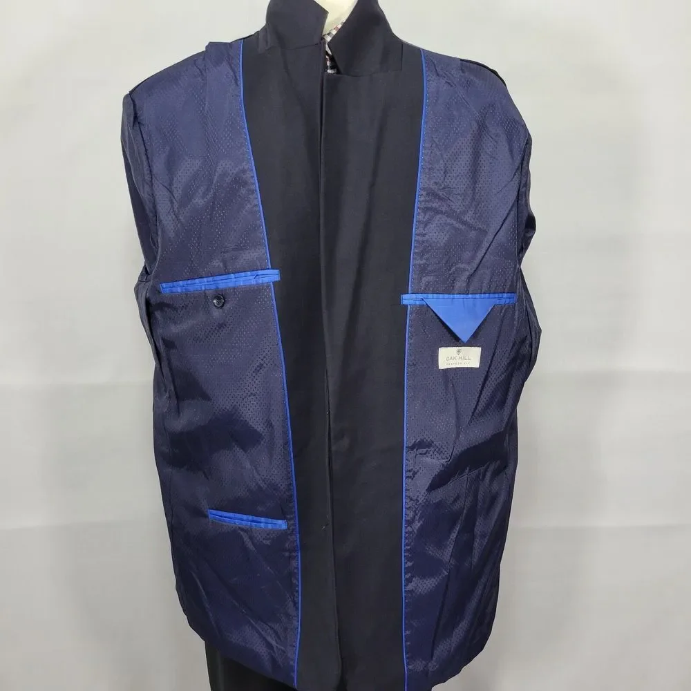 Oak Hill Men's Sport Coat Blazer‎ Two Button Deep Navy Polyester Blend Size 48L